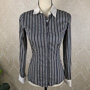 Thomas Pink Jermyn Street London Size 6 (US 2) Stretch Button Down Shirt Blue